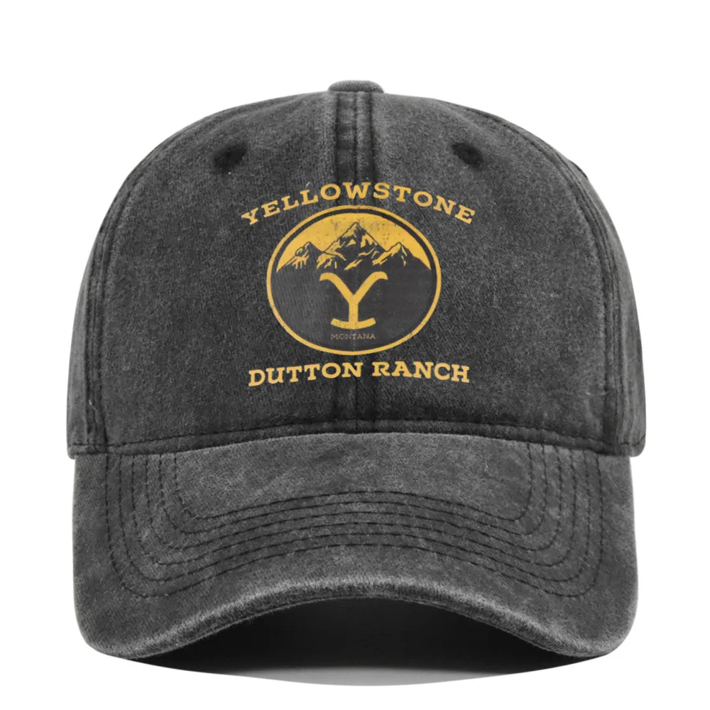 

Washed Cotton Golf Dad Hat Graffiti Print Baseball Yellow Stone Silk Screen Duckbill Cap Vintage Curved Brim Sun Hat Custom Made
