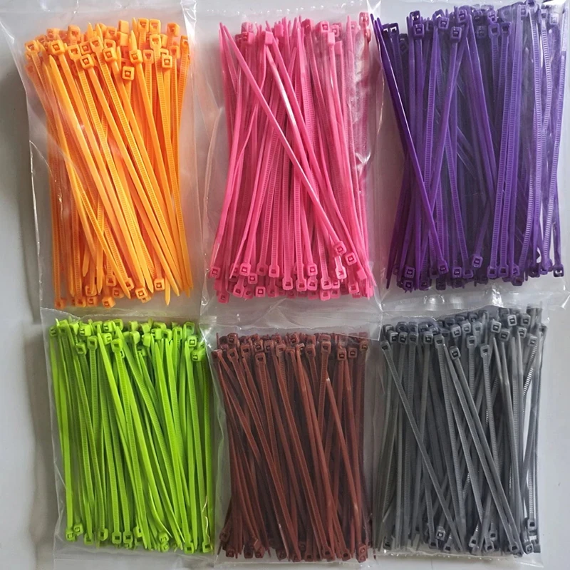 Self-Locking Plastic Nylon Cable Tie Black White Colorful 3X100 150 200 4X150 200 5X200  Fastening Ring Industrial wire Cable