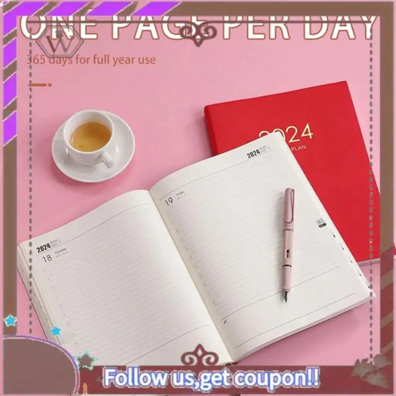 

Latest 2024 Red Plan Notebook Calendar Thickened Daily Plan Notebook Weekly Notebook Office School Supplies 21.2Cm X 28.8Cm X 2C