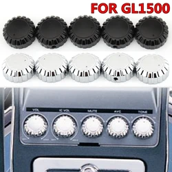 FOR Honda GL1500 Gold Wing GL1500 Goldwing - Chrome/black radio/stereo KNOBS (x5)