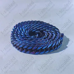 9,5 mm dubbele stoeprand puur titanium ketting voor mannen, brandende blauwe rotsstijl, roest nooit en anti-allergie, hypoallergeen