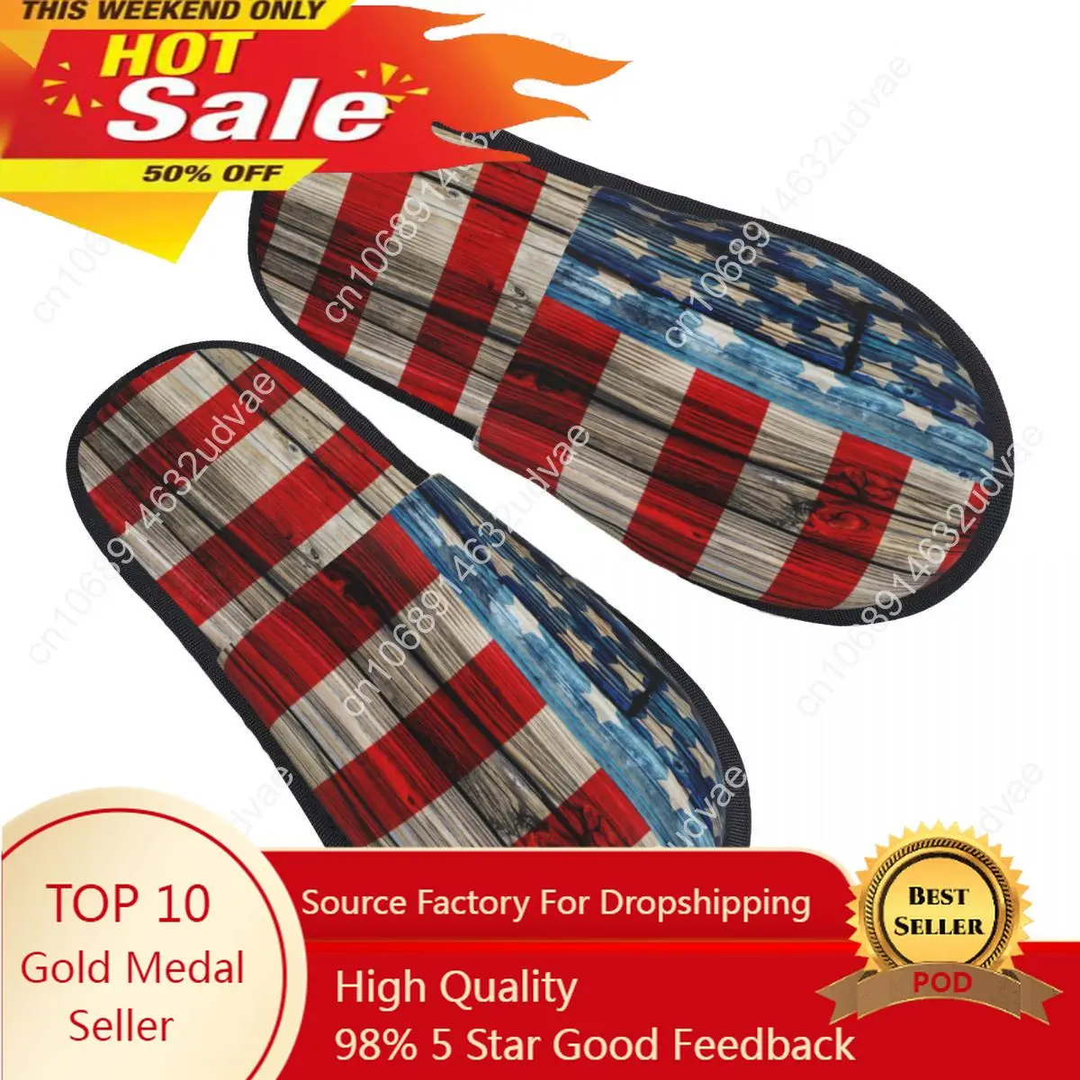 

Winter Women Men Non-Slip Flat Slippers Old American Flag On Wooden Fence Indoor Fur Soft Warm Shoes