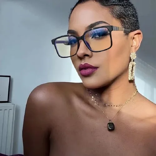 Imagen 2 del producto Gafas de lectura cuadradas Retro de diseñador de marca para hombre y mujer, anteojos de lectura con luz azul, a rayas, para presbicia y ordenador