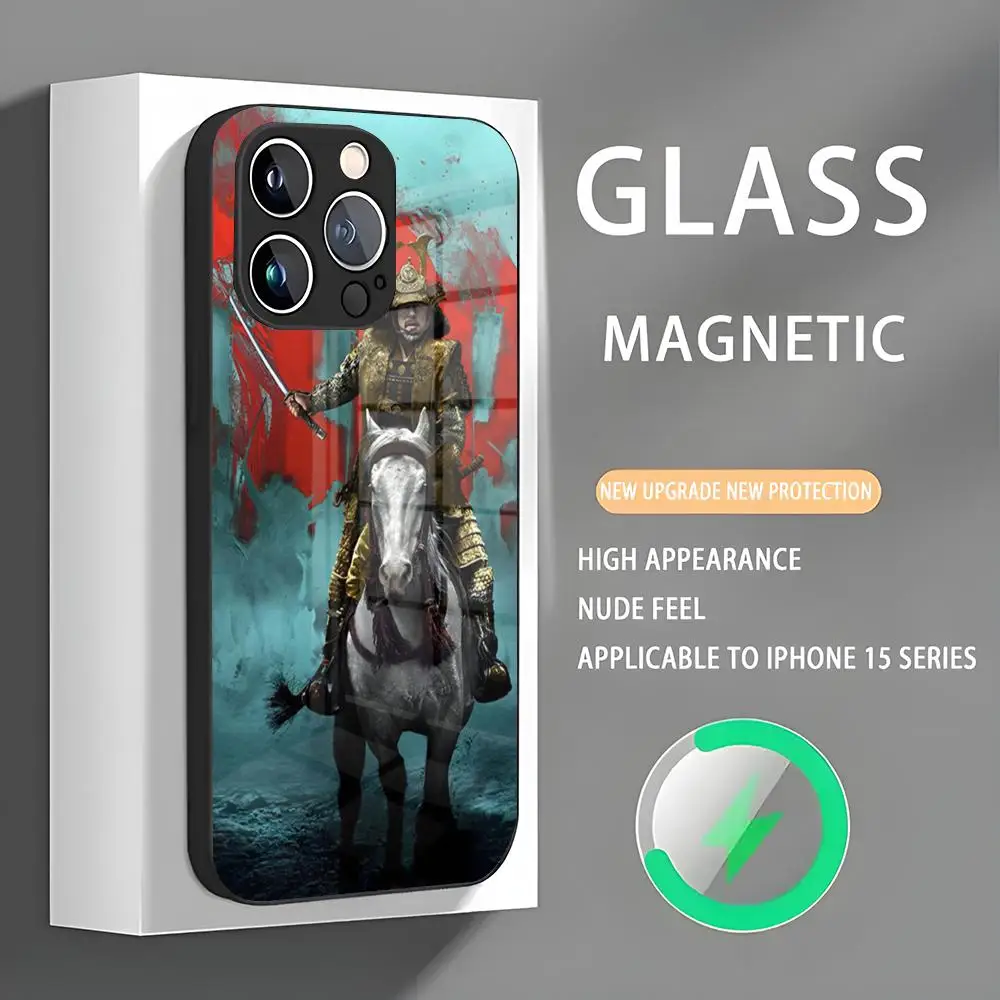 حافظة هاتف تلفزيون Shogun آيفون 16 15 14 13 12 11 X XR XS XSMAX 8 Plus حافظة هاتف مغناطيسية زجاجية صغيرة Pro Max