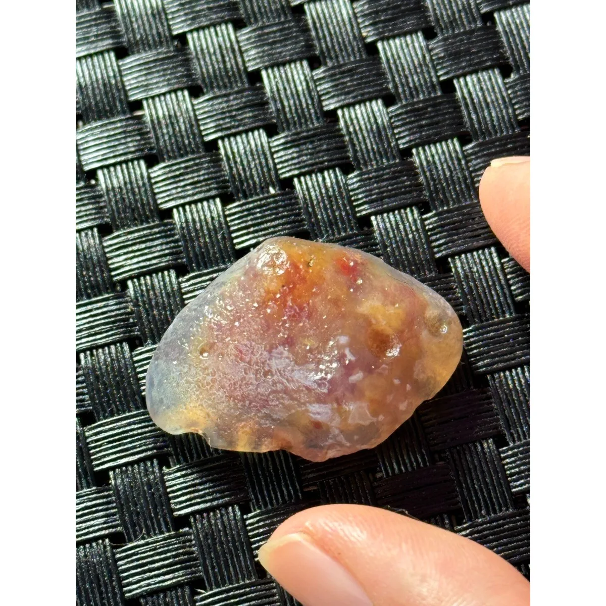River Stone Alashan Agate, 5pcs Glass Vial Set, 10-15mm Natural Unpolished, Decor Stone, Collectible Collection-Candy Agate