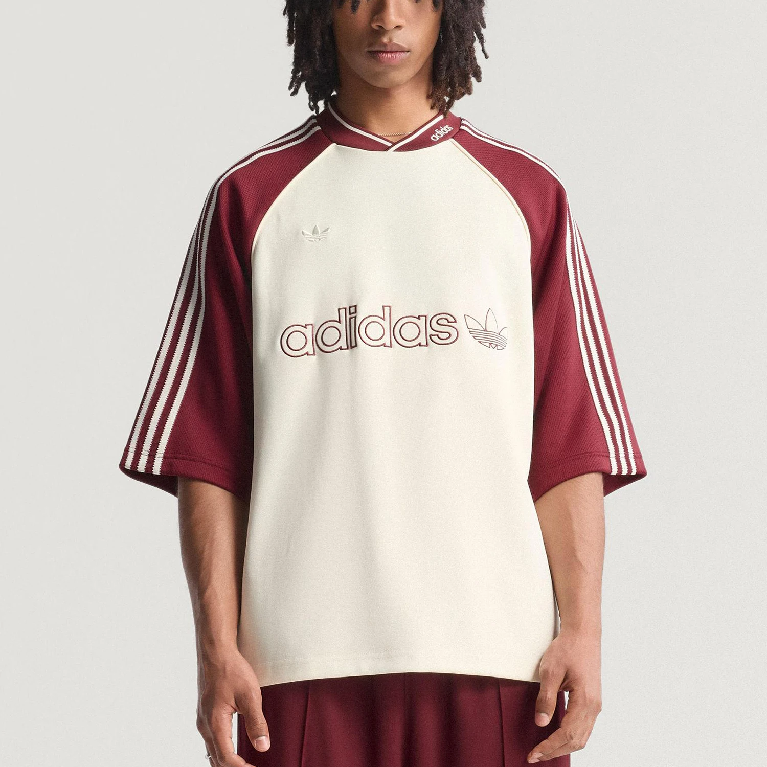 Adidas Originals Mens Loose Three Stripes Short Sleeve JV7600