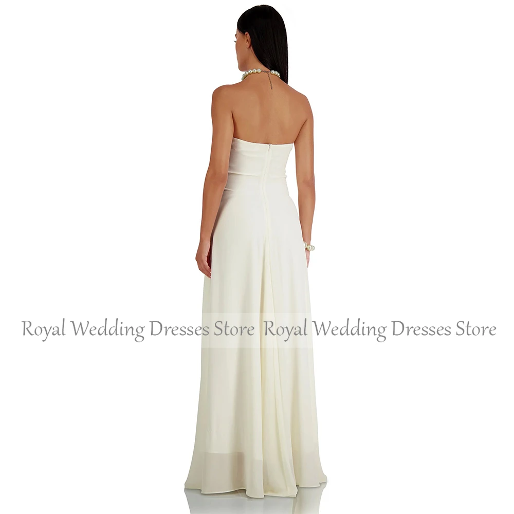 Wedding Dress Elegant Lvory Chiffon Ruched Pleat Bespoke Occasion Gown Straight Sweetheart 2024 Bride Gowns for Women