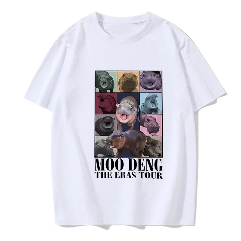 Funny Baby Hippo Moo Deng Tshirt Kawaii Cartoon T Shirt Harajuku Y2k Tees Tops Men Women Fashion EU Szie T-shirt Mange Clothes