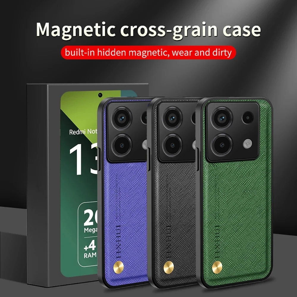 Leather Texture Phone Case For Xiaomi Redmi Note 13 Pro Plus 5G Note13 13Pro 4G TPU Frame Camera Shockpoof Protect Back Cover