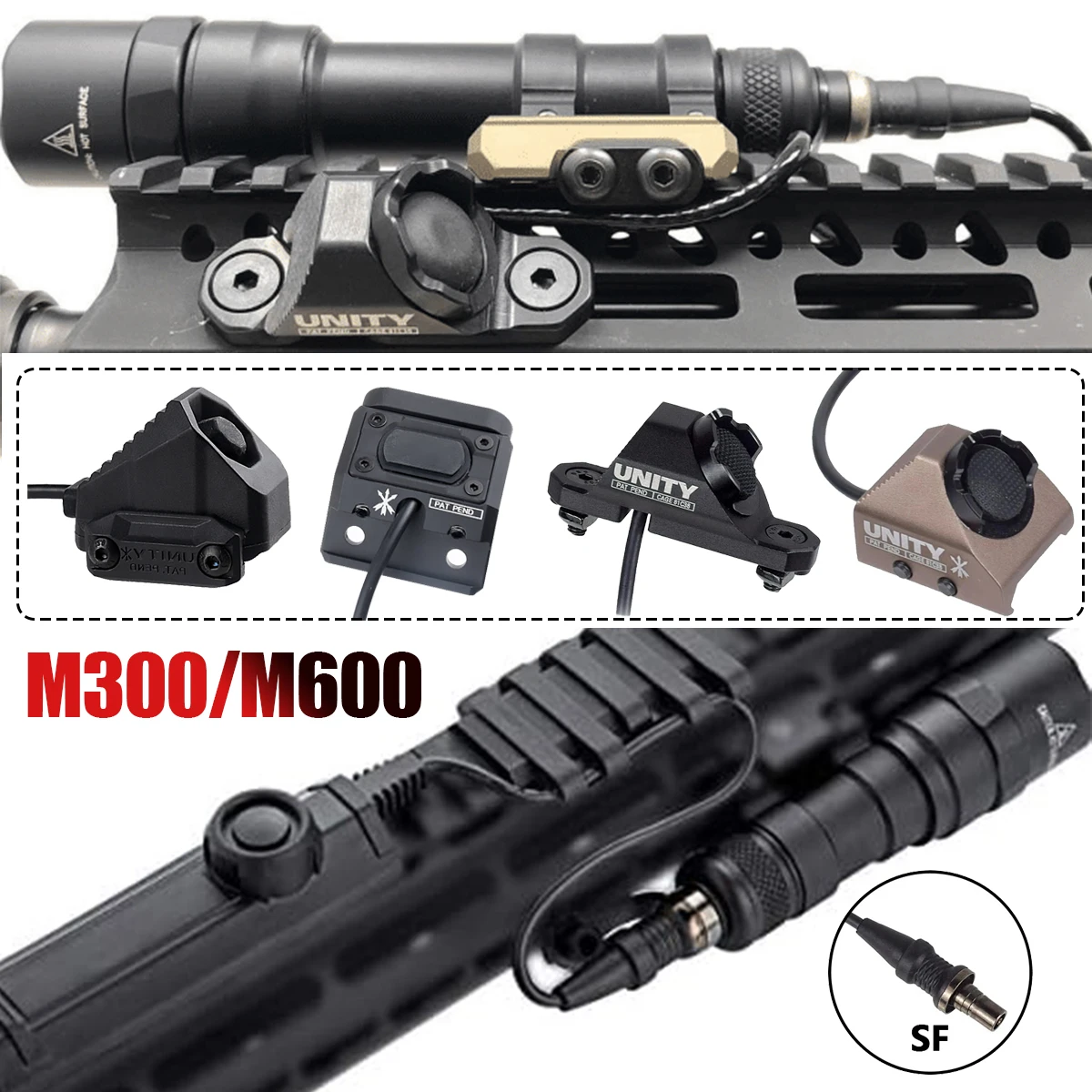 Lampe torche tactique Surefire M300 M600 Series Scout Light avec interrupteur à pression à distance UNITY AXON, lampe de chasse, lampe de reconnaissance
