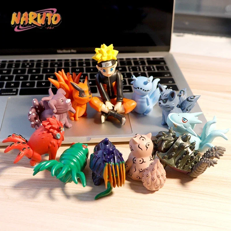 11Pcs/Set Q Version Naruto Anime Figure Uzumaki Bijuu Figurine PVC Action Figures Collection Model Toys for Kids Birthday Gifts