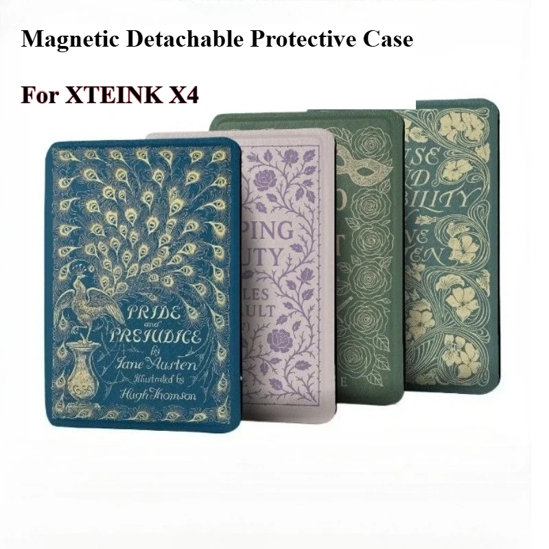 Flip Protective Case for XTEINK X4 Reader Protective Shell Magnetic Detachable TPU Clear Case Skin Folio Cover E-Book Case Gifts