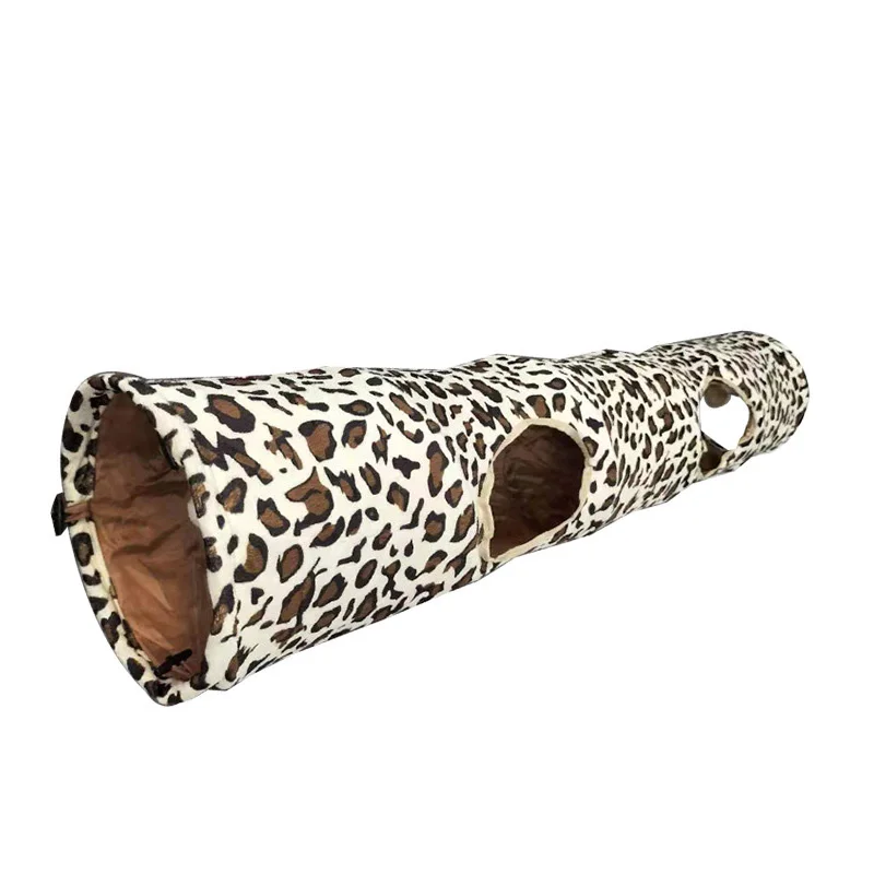 Perfeclan Leopard Print Cat Tunnel, 2 Way Foldable Fun Pet Toy, Rabbit Tunnel Toy, Pet Toys