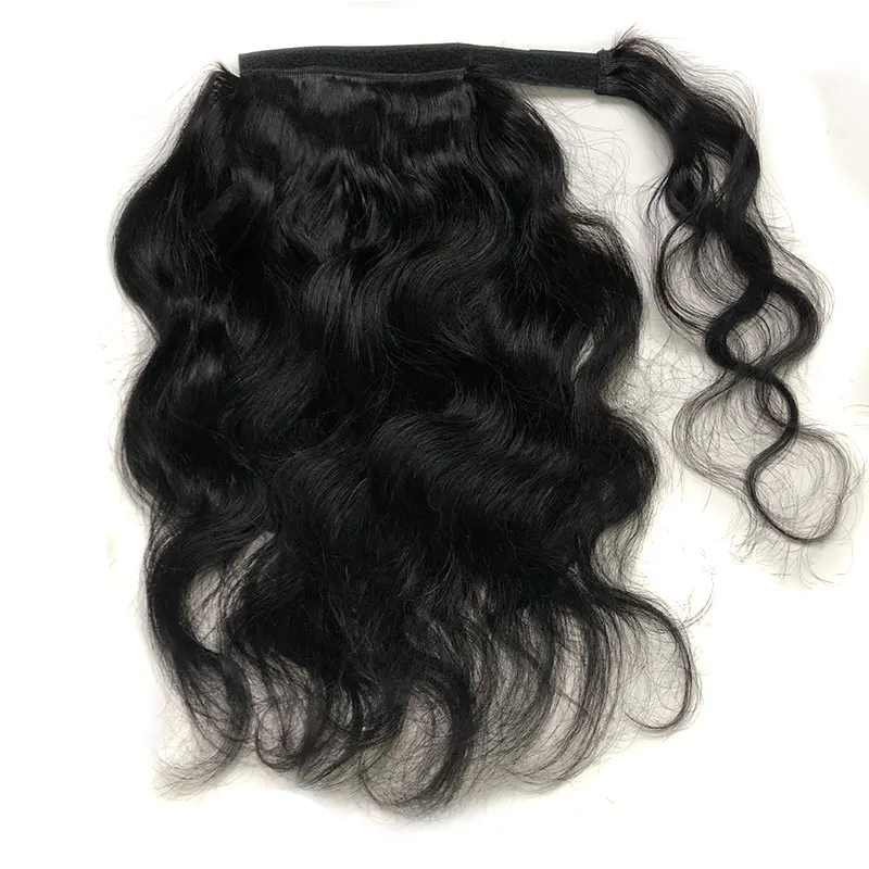 Newmi Body Wave Ponytail Extensions Human Hair Wrap Around Wavy Ponytail Hair Extensions for Women Natural Black HairPieces