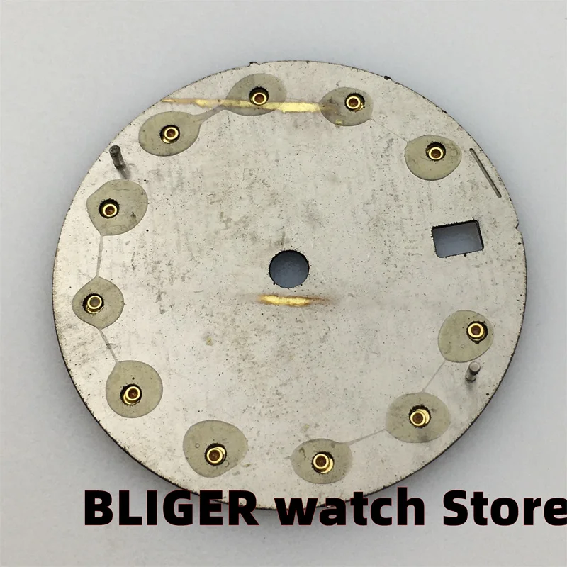 BLIGER Części do zegarków Zegarek 29 mm Diamentowa tarcza indeksująca Czarna, biała, niebiesko-zielona tarcza pasuje do mechanizmu automatycznego NH35A NH36A