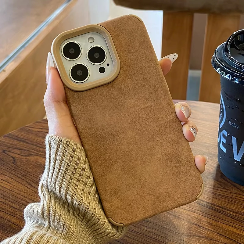Luxury Cortex Soft Silicone Phone Case For iPhone 17 16 Pro Max Plus 15 14 13 12 11 Promax Funda Shockproof Lambskin Suede Cover