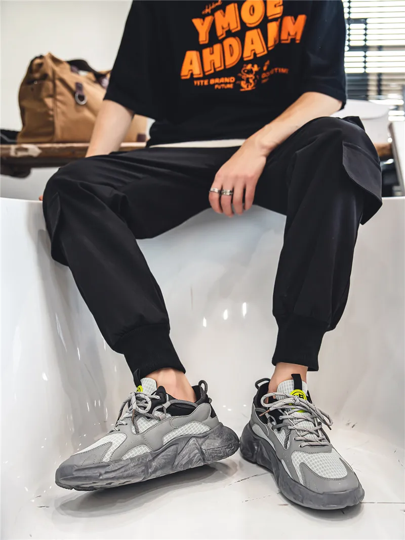 

2025Мужские модные универсальные спортивные кроссовки на толстой подошве Zapatillas, весенне-осенние мужские кроссовки с дышащей сеткой, повседневная обувь для папы