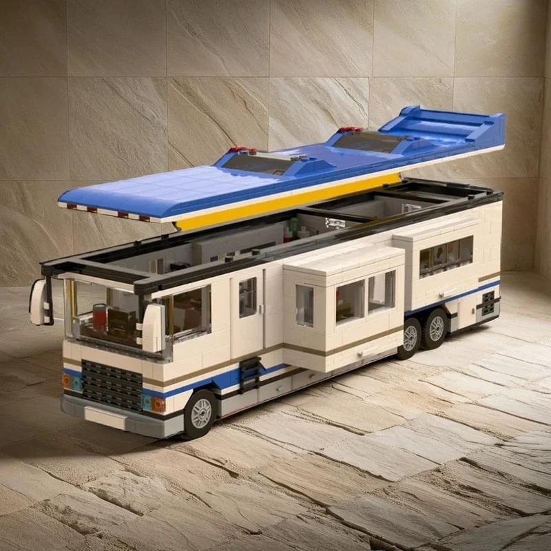 1369pcs MOC Luxury Motorhome Slide Outs Minifig Creator Expert Model Building Blocks Architecture Toys Christmas Gifts Kids