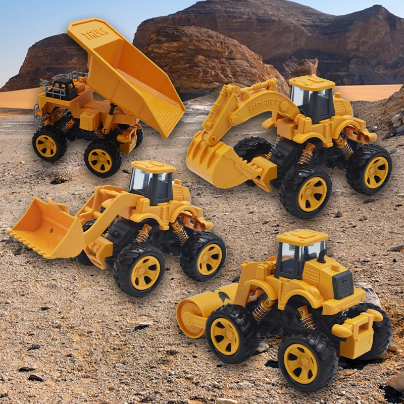 Inertial hand push construction vehicle, dump truck, excavator, bulldozer, road roller, model, boy, child, parent-child toy