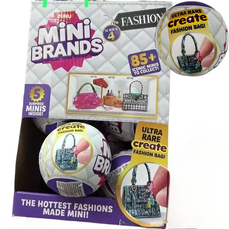 ZURU Mini Brands Fashion Série 4 - 2 Capsules Mystère, 5 Minis Par Pack, 80 Styles De Sacs, Chaussures, Accessoires - Collection Dès 3 Ans