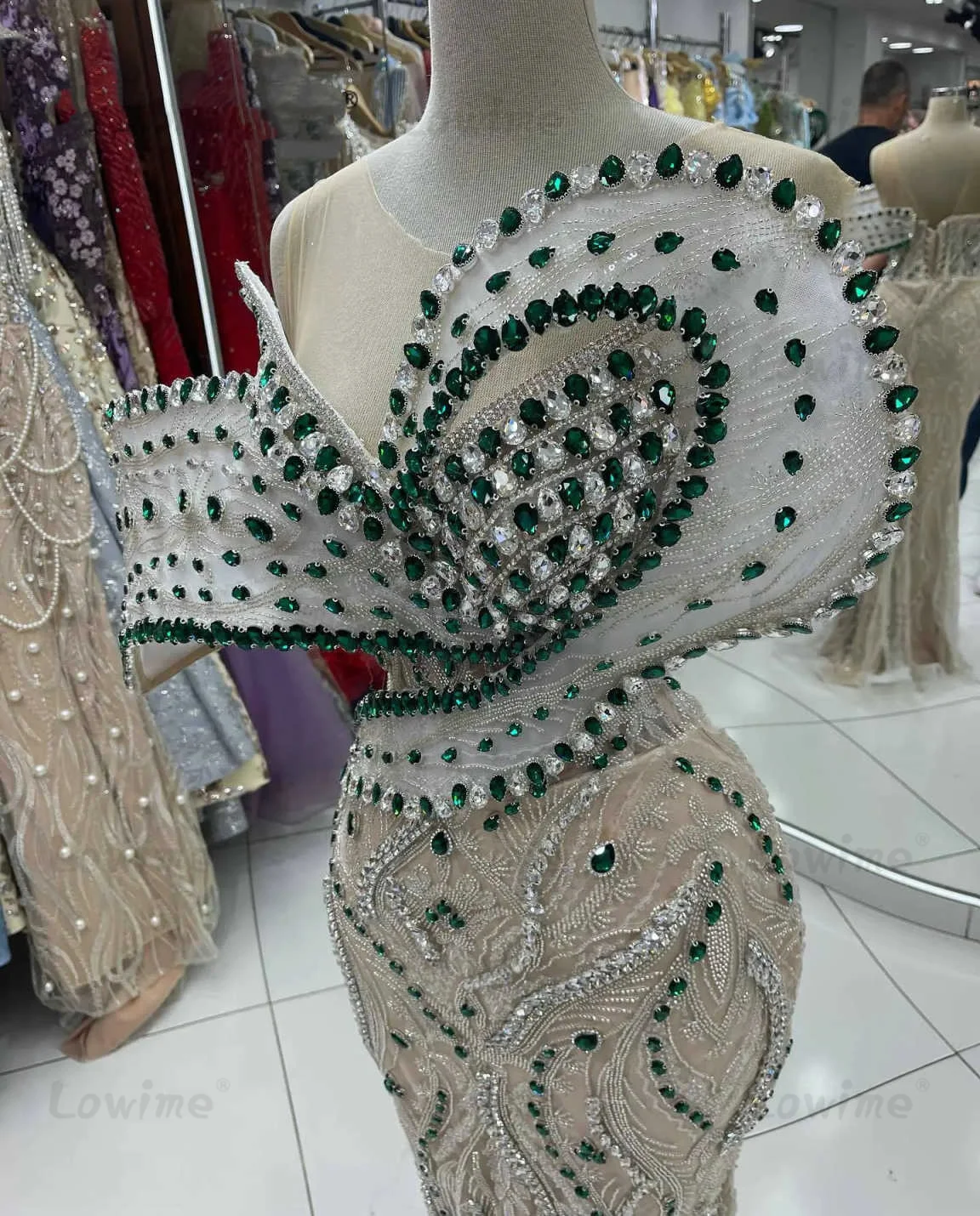 

Green Crystals Luxury Evening Dress Customized 2025 Vestidos De Gala Mermaid One Shoulder Prom Dresses Cocktail Party Gowns Robe