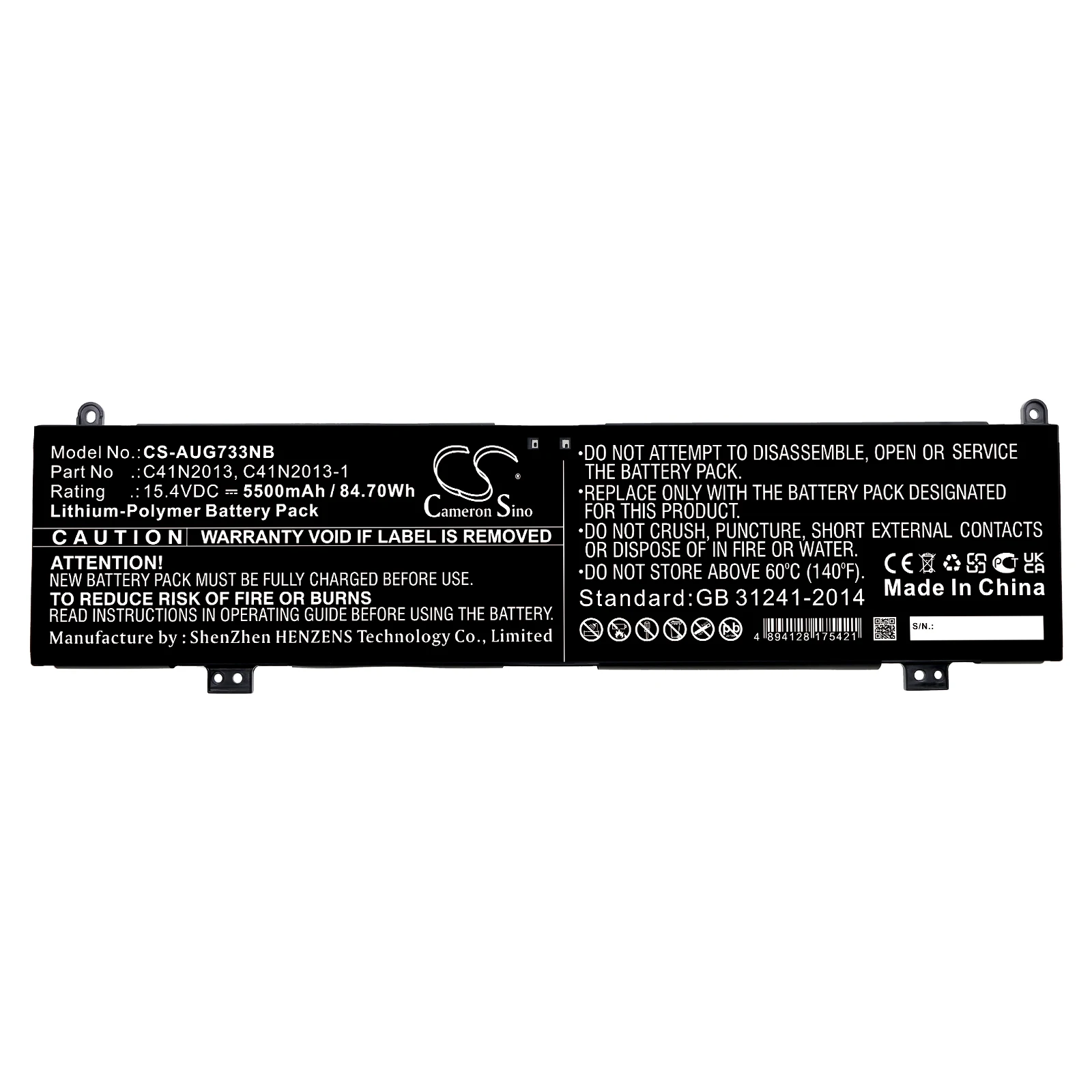 

Li-Polymer Notebook, Laptop Battery for Asus,15.4v,5500mAh,ROG Strix SCAR 17 G733QR-HG061T,ROG Strix SCAR 17 G733QM-R95D36PB1,