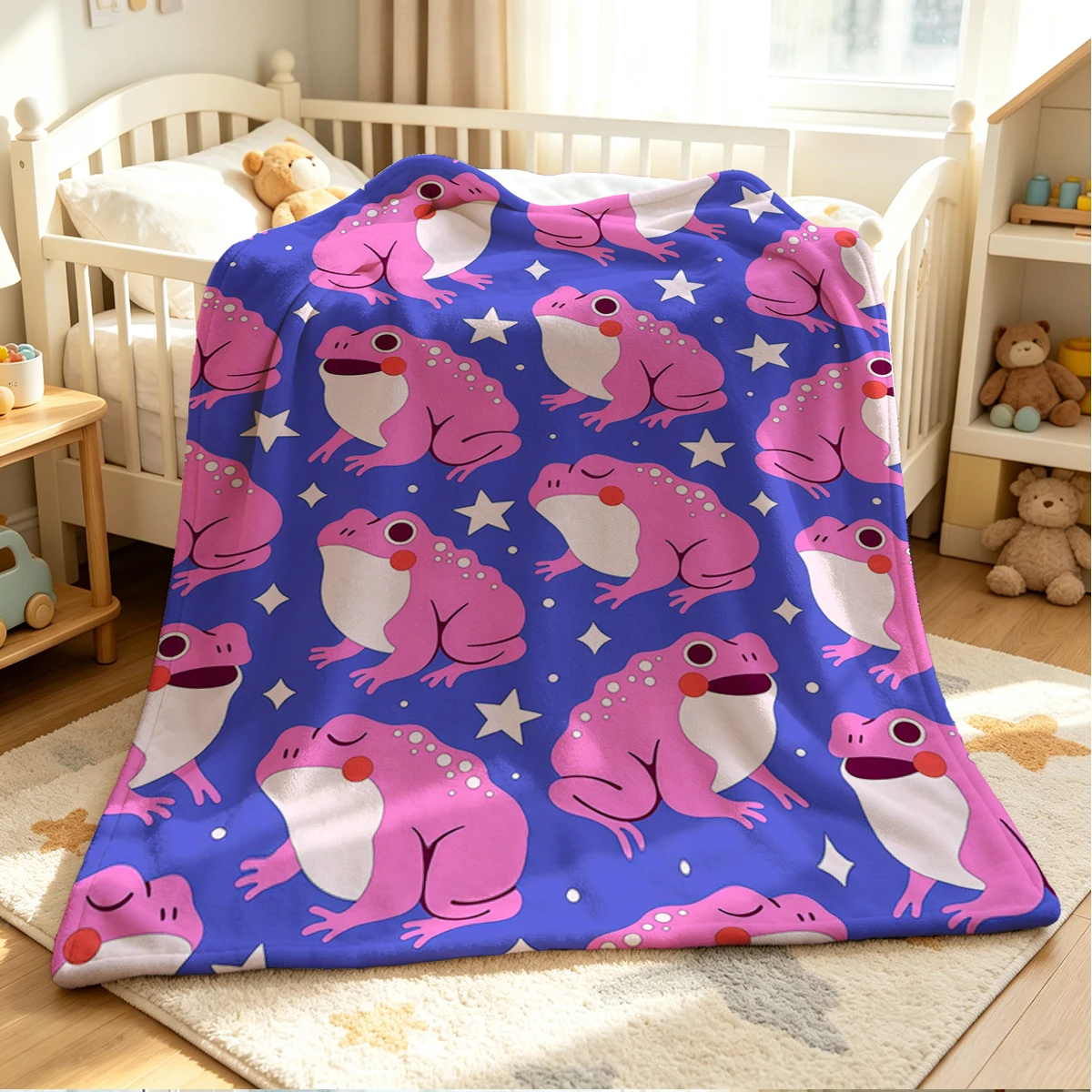 Frog Spark Flannel Blanket Warm Soft Halloween Christmas Couch Warm Cozy Decorative Decor Gift for All Season