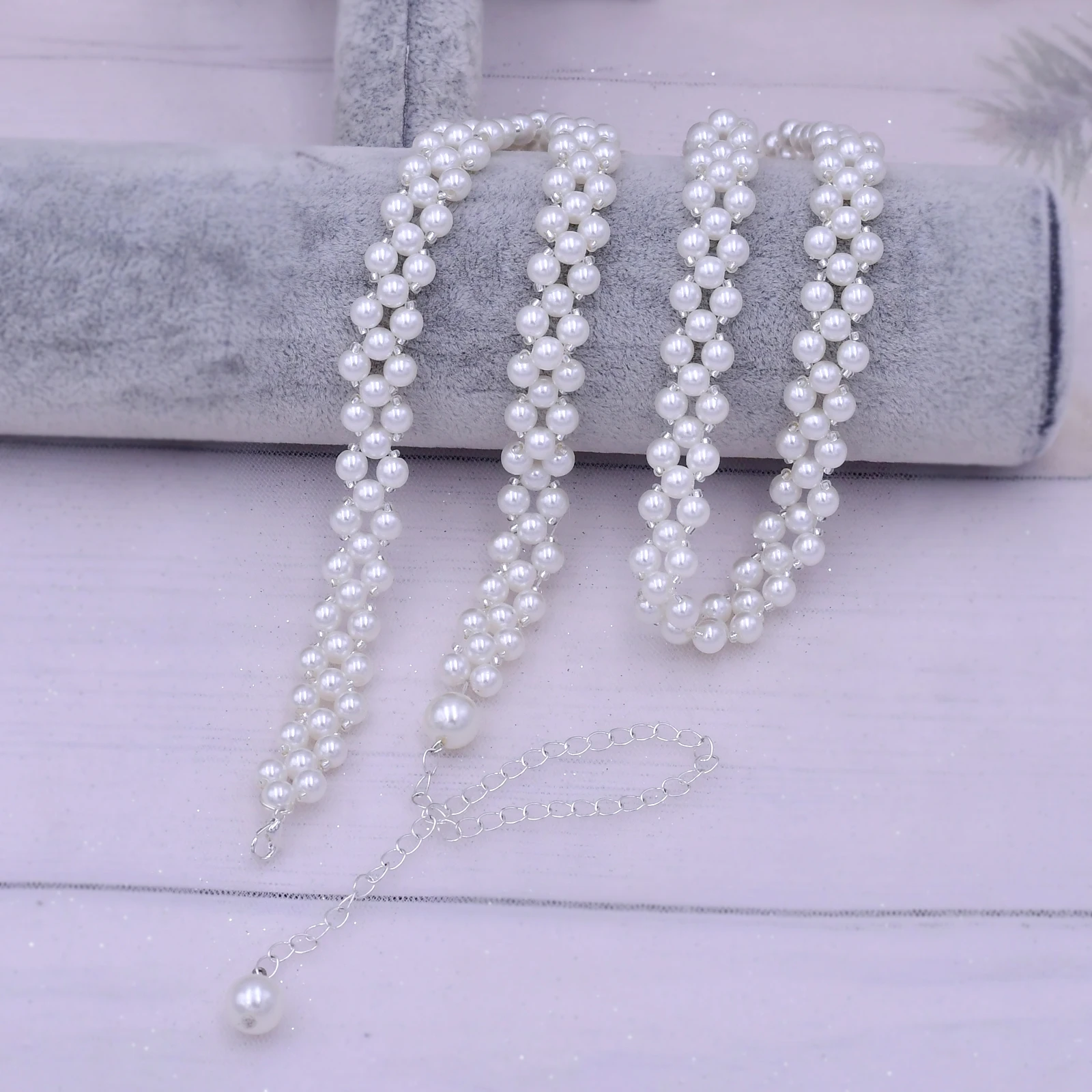 S398 Chain Belt for Woman Beaded Belts for Dresses Pearl Belts for Ladies Girls Sash Plain Bridal Belt Bride's Accessories