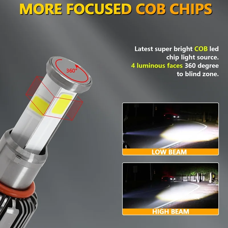 1Pcs Type H4 Motorcycle LED Headlight Bulb Universal 4 COB 6000K HS1 BA20D P15D H6 12000LM 120W For Motorbike Fog Lights 12v