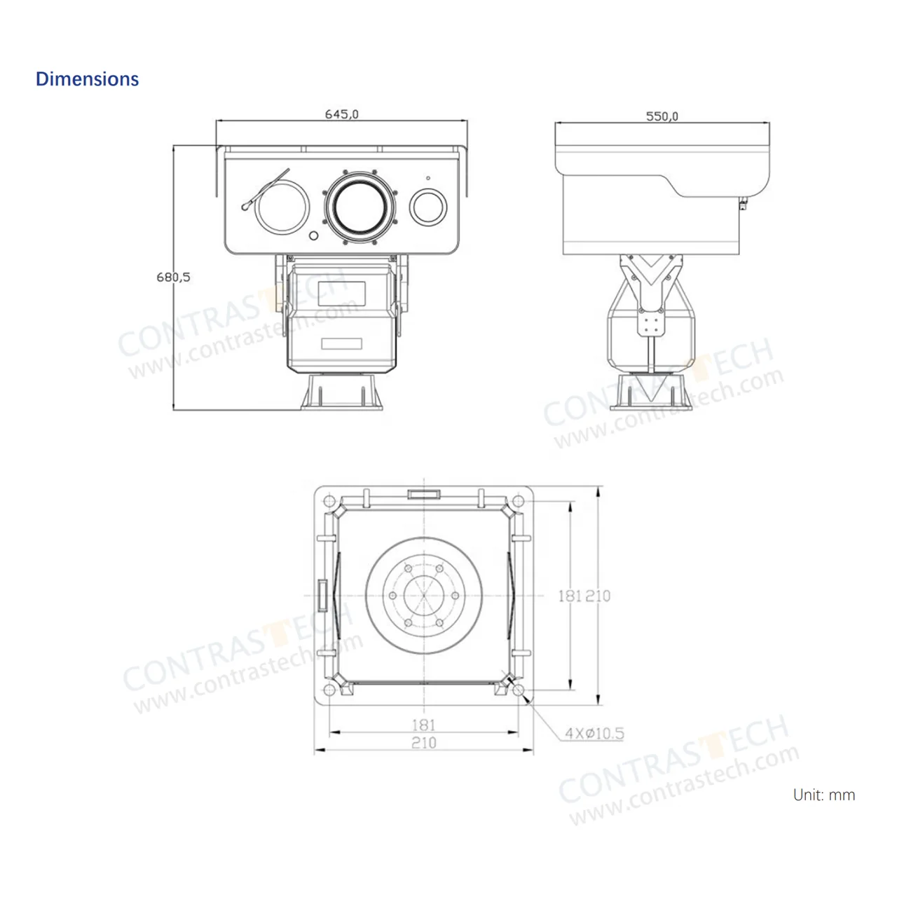 Caméra thermique PTZ à double capteur IP66, longue portée de 360 degrés, Zoom 25-225mm, pour la sécurité frontière et côtière