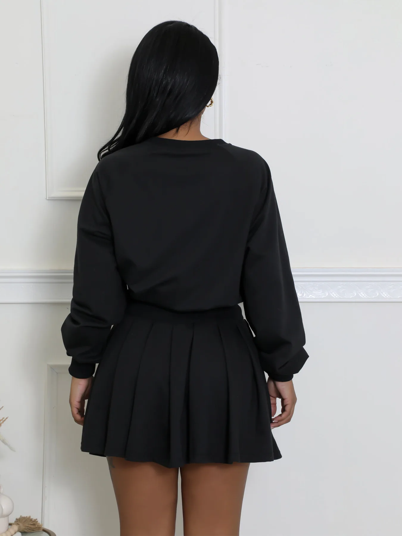 Prowow ファッションソリッドカラートレーナースカートツーピース女性服セット 2025 新着トレンドスリムフィットストリートスーツ