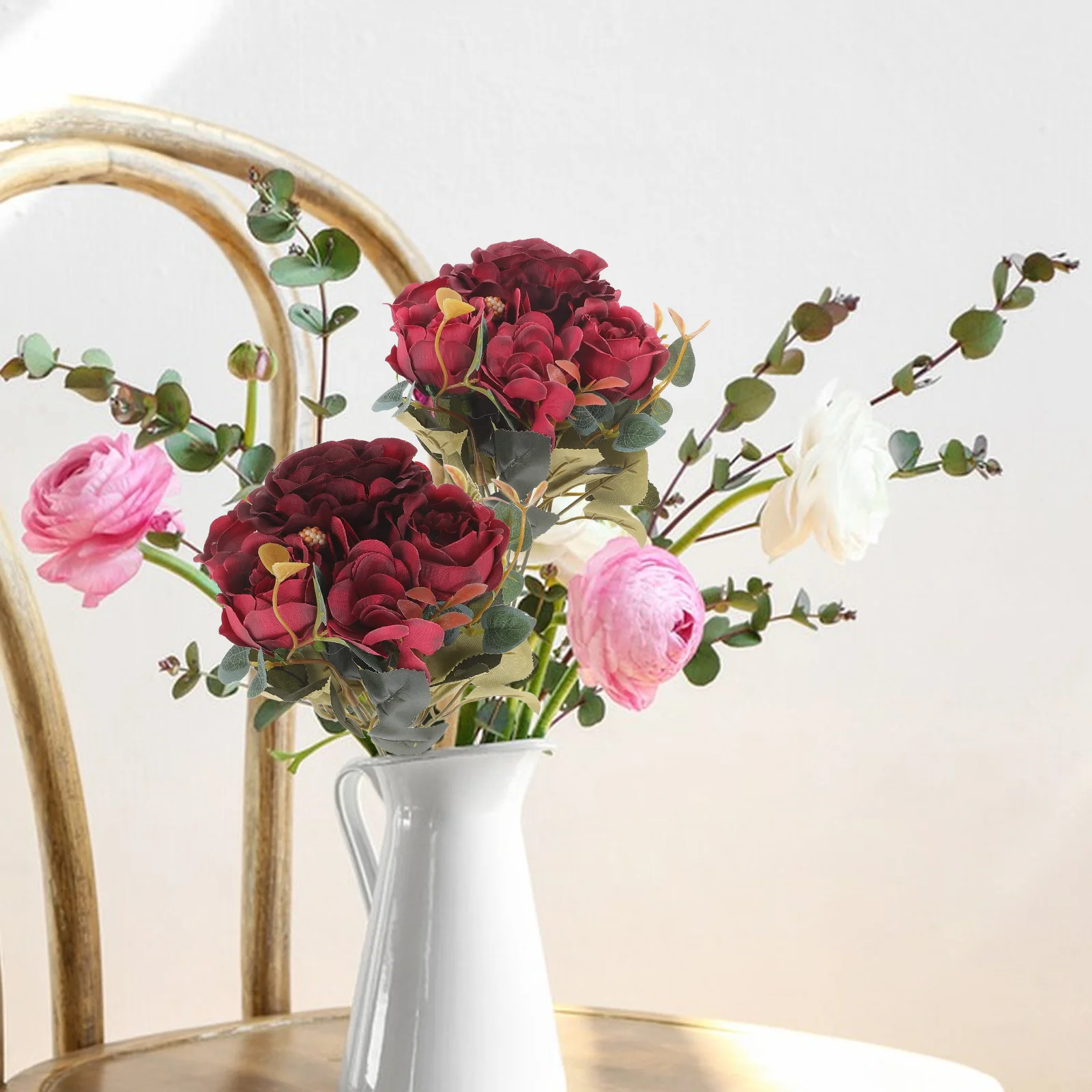 

4pcs Realistic Artificial Rose Flower Simulation Fake Bouquet Wedding Bridal Decor Home Party Photo Prop Household Fake Plant