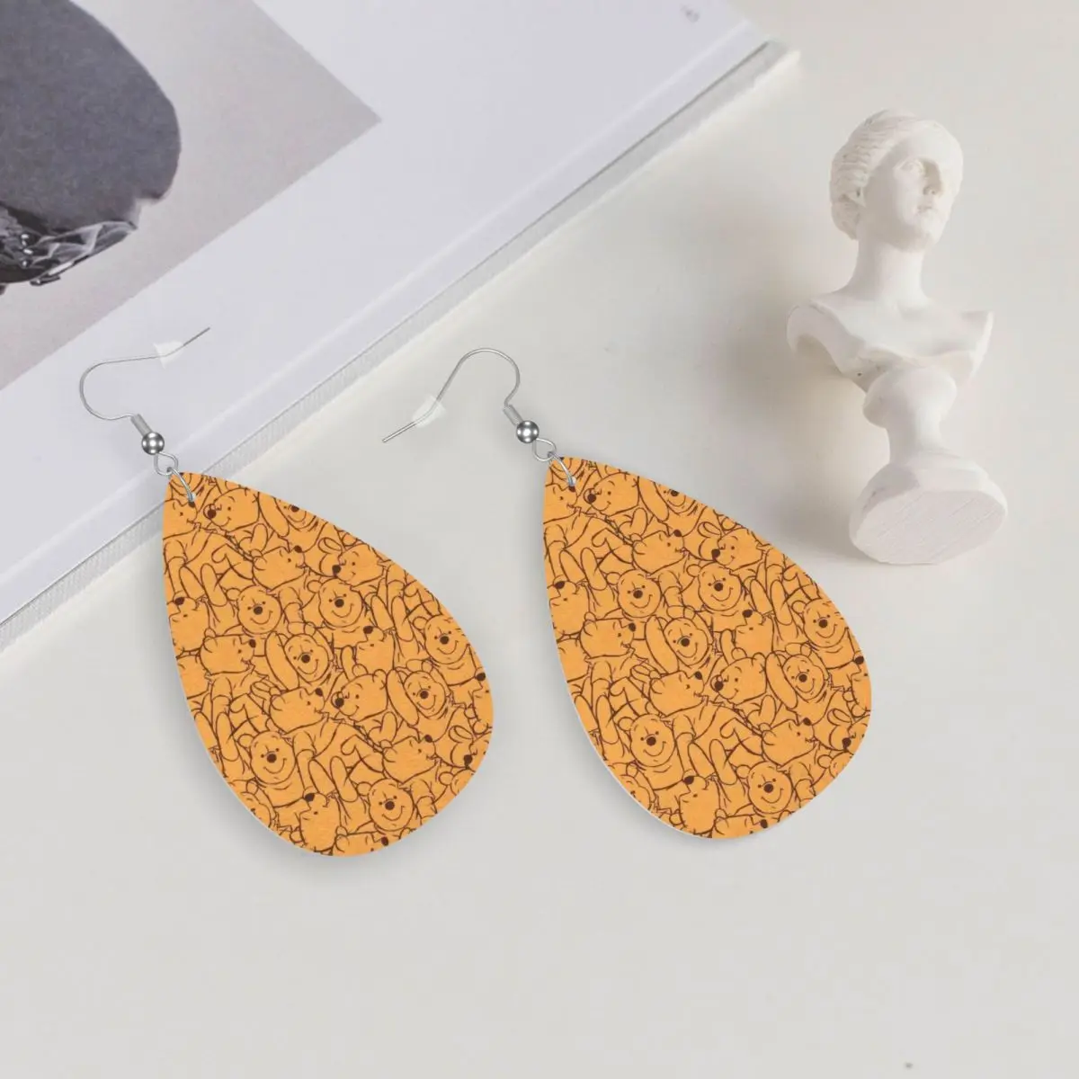 Custom Winnie The Pooh PVC Leather Earrings Dangle Earrings Jewelry For Women For Wife Mother Gift view 5