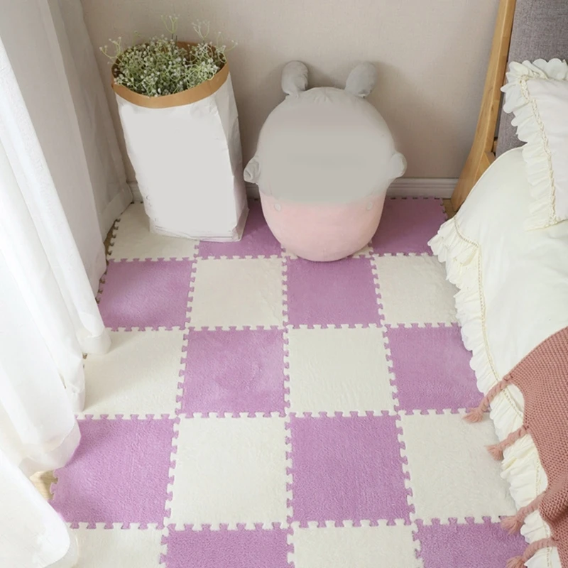 Alfombra felpa para mesita noche, cojín suelo para habitación niños, estilo Ins, 10 Uds.