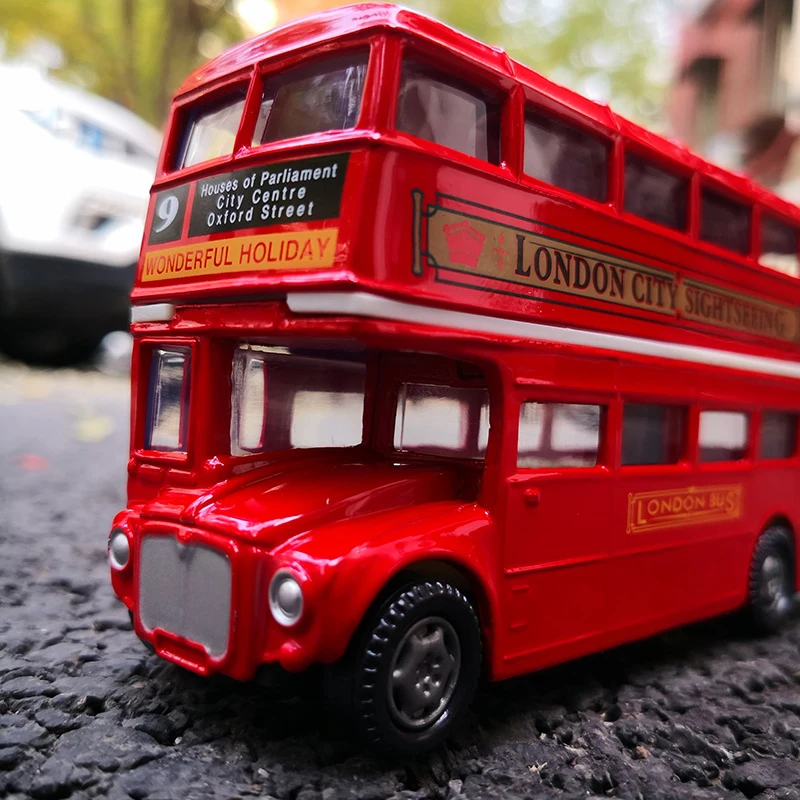 Electric London Double Deck Travel Traffic Bus Alloy Car Model Diecasts Simulation Metal Toy Passenger Car Bus Model Kids Gifts