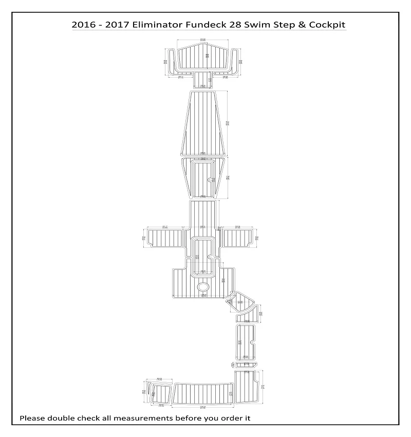 2016-2017 Eliminator Fundeck 28 Swim Step Cockpit Boat EVA Teak Deck Floor Pad