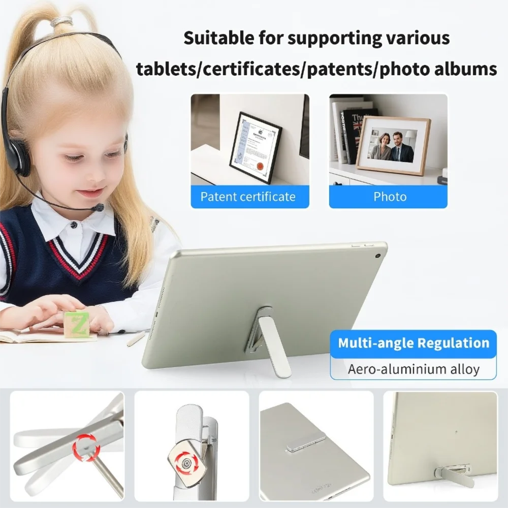 

Универсальная алюминиевая настольная подставка для планшета, складной регулируемый держатель для телефона, вращающийся на 360° кронштейн для рамки сертификата