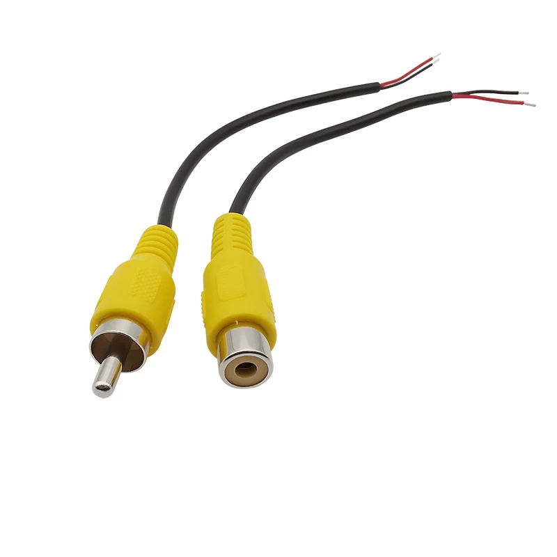 RCA Male Plug / RCA Female Socket to Bare Wire Open End Audio Video Camera Cable Extension Soldering DIY Cord Connector