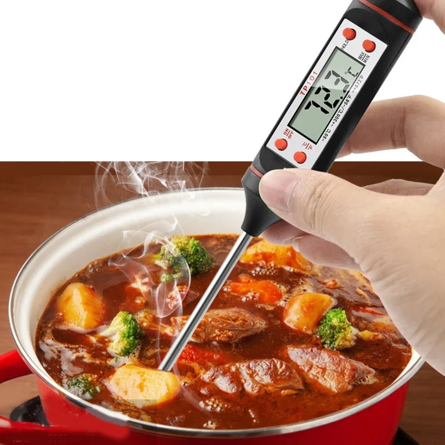 1 Kitchen Barbecue Thermometer Water and Oil Cooking Meat Thermometer Cake Candy Fried Barbecue Restaurant Oven Tool