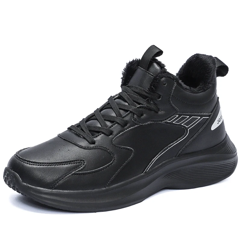 Plus talla grande 49 50 51 zapatillas de deporte de cuero de invierno zapatos deportivos casuales felpa interior súper cálida resistente al heladas