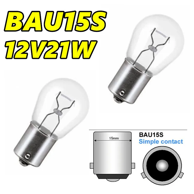 

2Pcs BAU15S Car Turn Singal Light Car Boat Reverse 1156 Tail Light Transparent 12V Light Bulb P21W Halogen Lamp