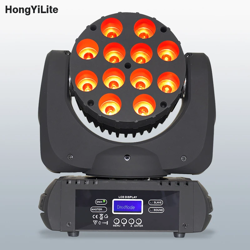 

HongYiLite Mini LED Beam Wash Moving Head Lights 12x12W RGBW 4in1 Dmx Professional Stage Light Disco Parties Show DJ Strobe