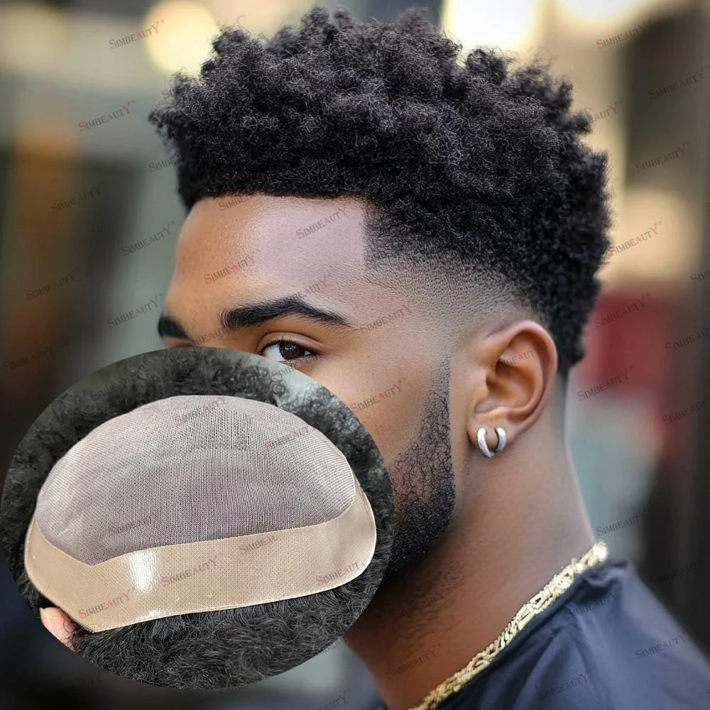 

Необнаружимые европейские человеческие волосы 6 мм, афро вьющиеся волосы, замена, дешевые дышащие тонкие моночерные мужские парики, естественный вид