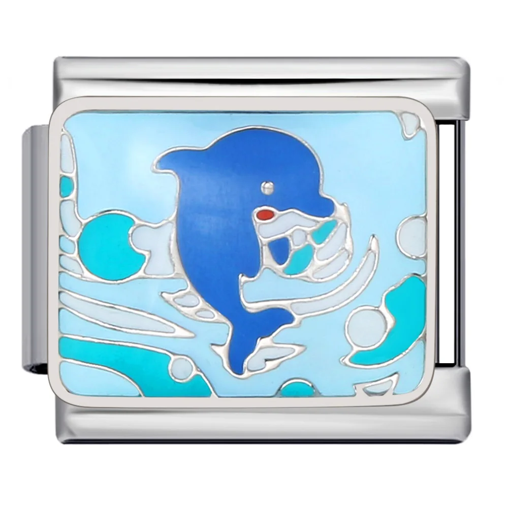 GEMOSA Neue Blaue Meerestier Charme Armbänder Italienischen Link Fit 9mm Edelstahl Schmuck Frauen Männer DIY Machen Mode perlen – Detail 4