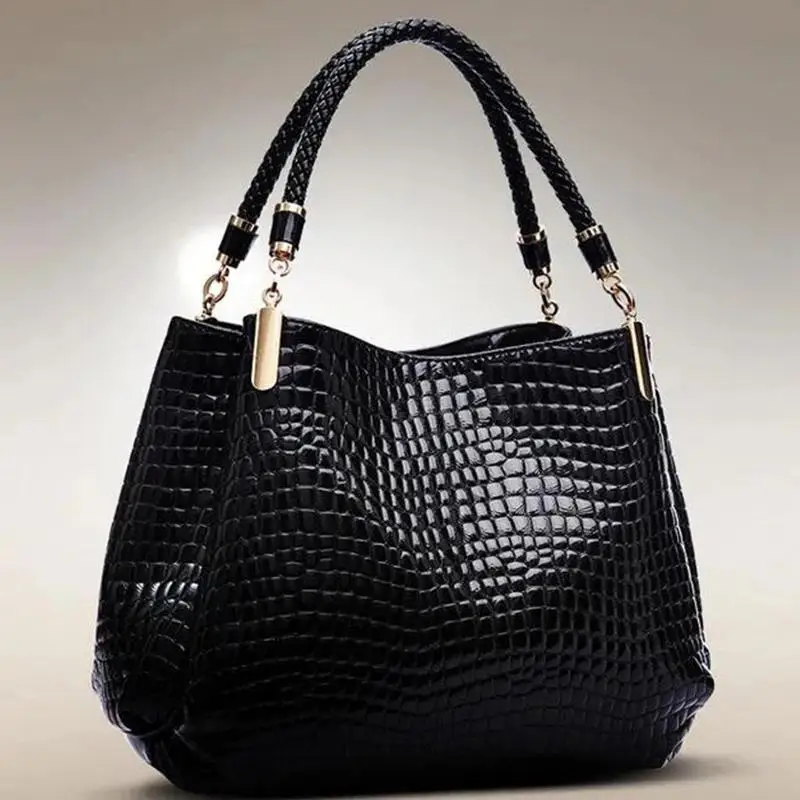 Women\'s Bag Large Capacity Tote Daily Commute Women\'s Shoulder Bag Crocodile Print Bright Face Handbag Shopping