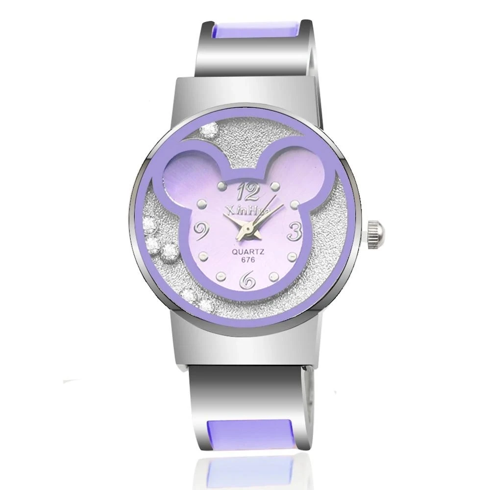 Children\'s Quartz Watch For  Mickey Mouse Cartoon Stainless Steel Bracelet  Kids Student Boy Girl Cute Wristwatches Clock Gift