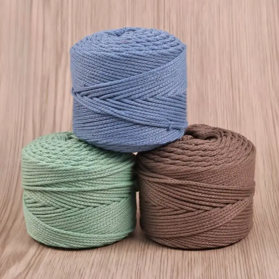 400g Hohlgarn aus Baumwolle, 4 Knäuel, weiches, leichtes Häkel- und Strickgarn für Taschen, Körbe, Kissen, DIY-Bastelarbeiten