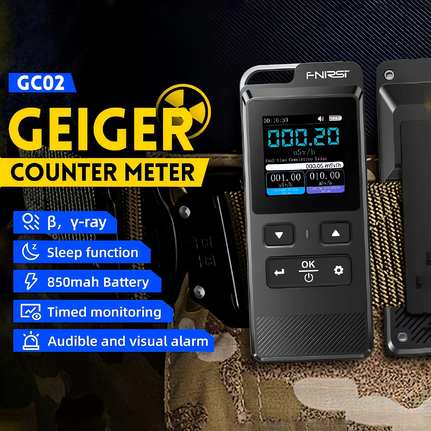 

GC-02 Nuclear Radiation Detector-Home Professional Ray Ionizing Dose Alarm Geiger Miller Counter Professional Radiation Measure