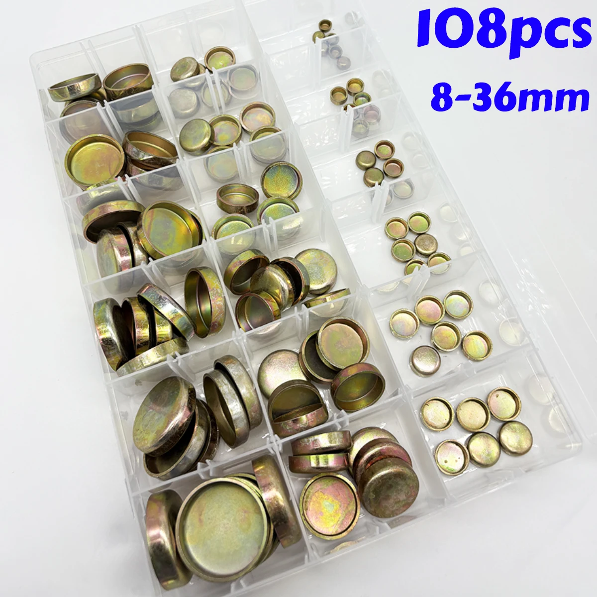 

108pc Universal Diesel Engine Freeze Expansion Core Plug Zinc Plated for Tractor Cylinder Head Block Welch Frost Cap 8-36mm Kit