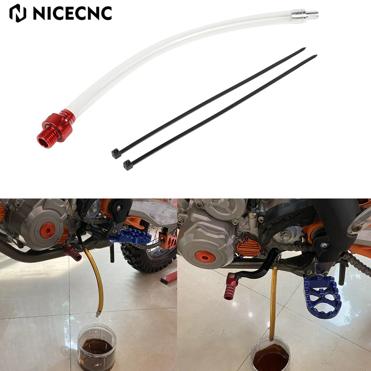 

NICECNC 25cm Aluminum Motorcycle Oil Drain Tool Kit For Beta RR300 RR250 RR 125 250 350 400 430 450 498 2010-2024 Xtrainer 300